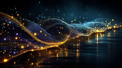 Abstract Glowing Waves with Dark Background, and Energy.