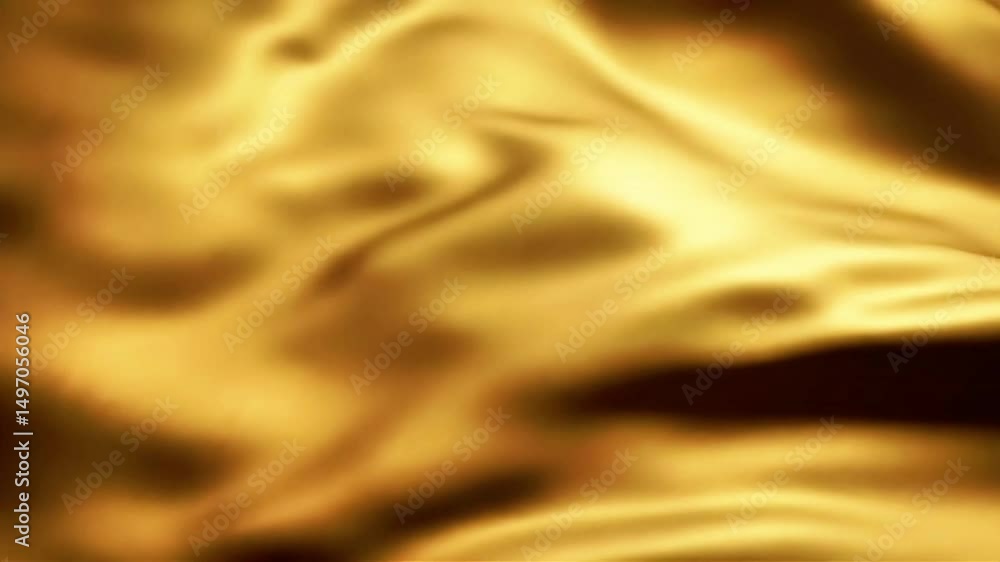 Poster golden fabric flowing: abstract silk texture with shimmering light and shadow