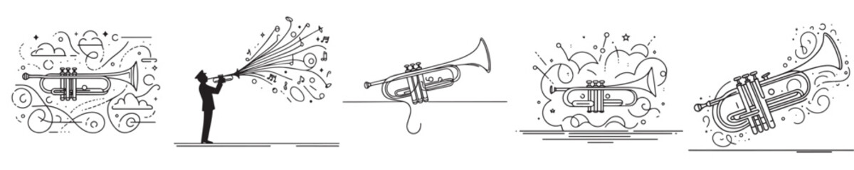 trumpet vector continuous line style
