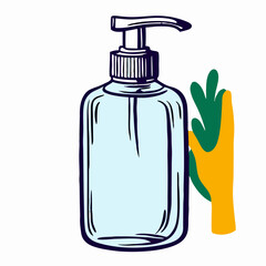 Hand Sanitizer Pump Bottle with Hand Graphic