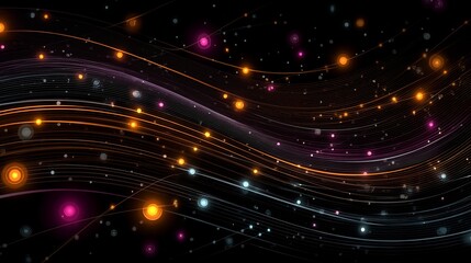 Abstract Light Waves with Glowing, Energy, and Dark Background.