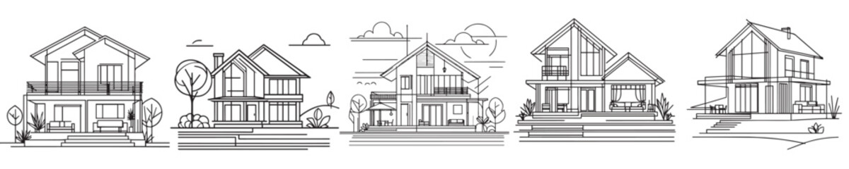 Obraz premium continuous line style house vector