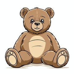 Classic Brown Teddy Bear Sitting Illustration