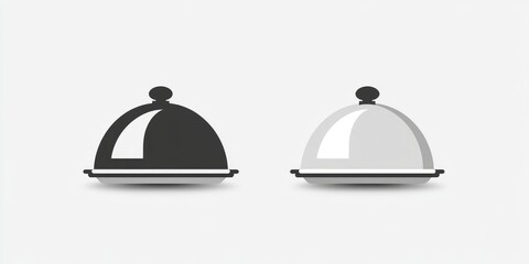 Obraz premium Two monochrome food serving dome icons