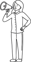 확성기 든 사람 캐릭터 라인드로잉 색칠(loudspeaker person line drawing character coloring)