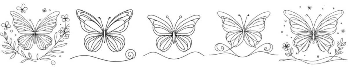 continuous line style butterfly vector