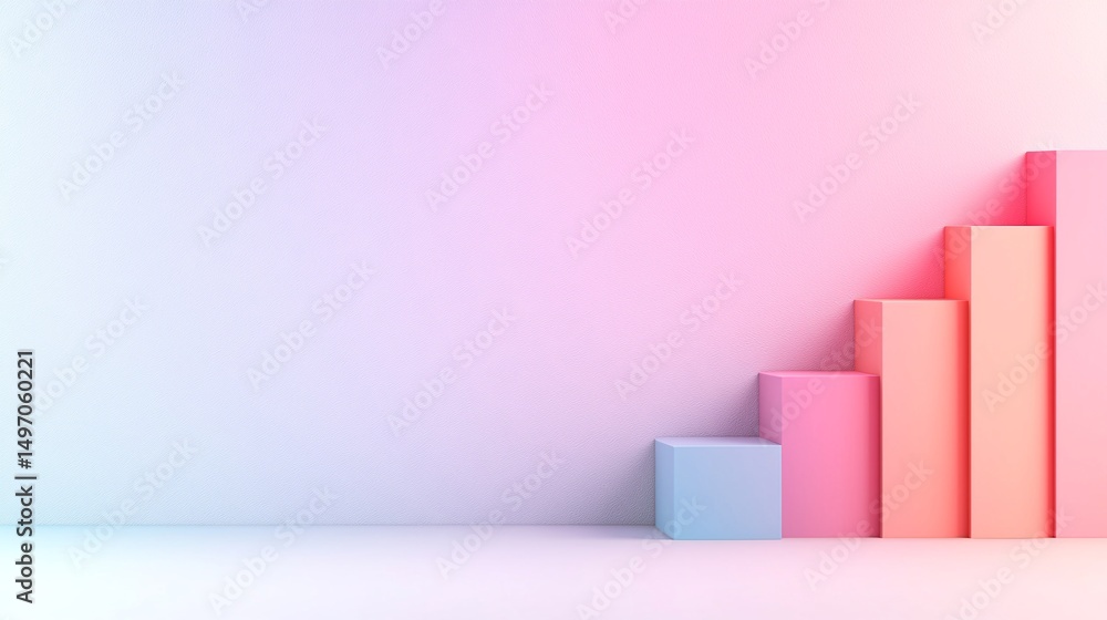 Poster pastel gradient background with ascending bar chart