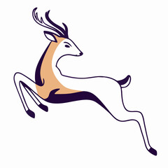Leaping Deer Illustration, Artistic Animal Drawing