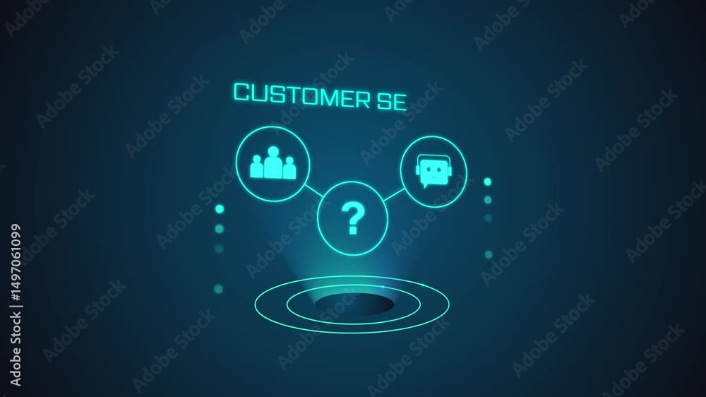 Poster showcasing ai chatbot the next generation customer service, interaction with human in a futuristic v