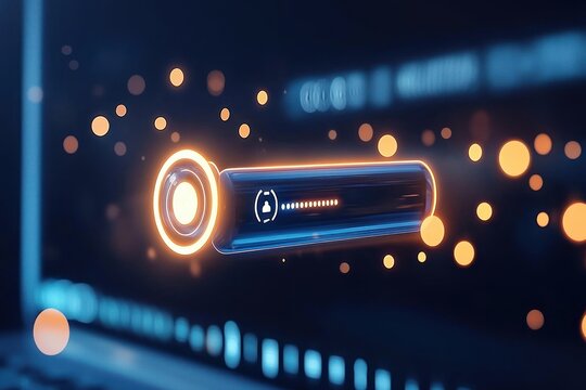 Glowing Capsule Represents Digital Data Transfer