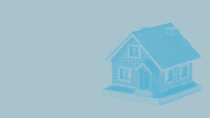Halftone dots pattern of A house model for business or investment concept
