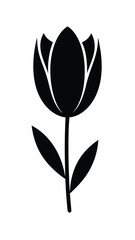 Obraz premium Simple Black Tulip Flower Icon