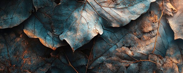 Blue and brown leaves form texture