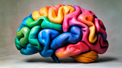 Colorful human brain showing creativity and intelligence