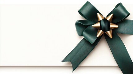 Elegant Green Ribbon Bow on White Card
