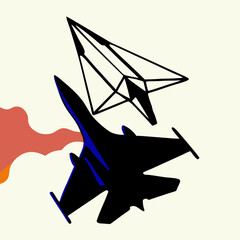 Paper Airplane vs. Fighter Jet: Abstract Design