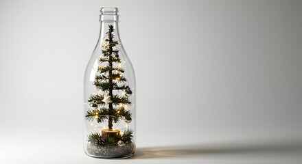 Enchanted Miniature Christmas Tree Inside a Glass Bottle Festive DIY Decoration Idea for the Holidays