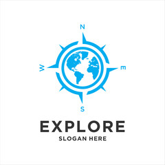 compass and earth logo, perfect for adventure and outdoor logo design