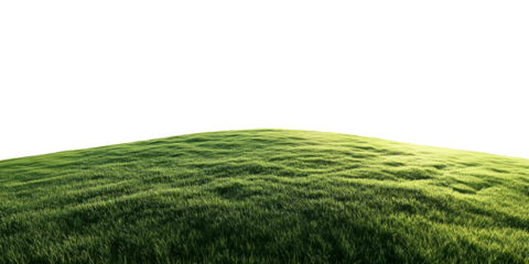 3D illustration of lush green grass meadow isolated on transparent background,green grassy hills for poster banner cover design