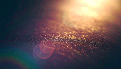 Dark Background with Golden Glitter and Lens Flare