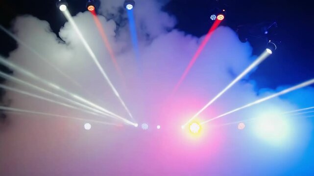 Smoke-Filled Party Room Lit With Colorful Lights in Electric Celebration