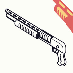 Shotgun Illustration: Line Art, Hunting Weapon Graphic