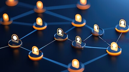 Illuminated Network Showing Interconnected Individuals