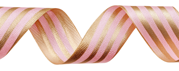 Pink and gold rep ribbon isolated white