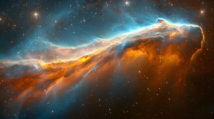 Fototapeta premium Cosmic Nebula with vibrant orange and blue hues.