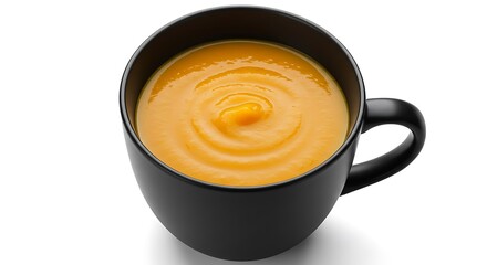 Smooth creamy butternut squash soup in black mug