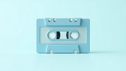 Fototapeta premium Pastel Blue Cassette Tape A Nostalgic Retro Music Icon on a Light Blue Background