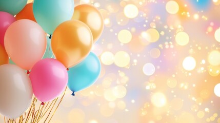 Pastel Balloons Float Against A Sparkling Background