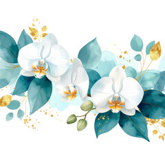 Naklejka premium Orchid flower on blue background 