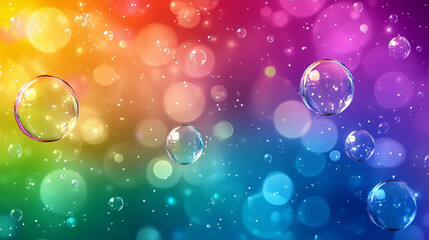 Abstract glowing bubbles and bokeh on a colorful holiday background