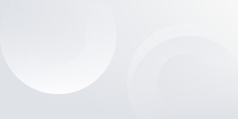 Simple white background with white circle lines digital future modern abstract