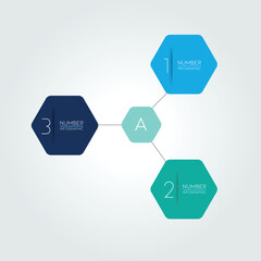 Circle infographic template. Round net diagram, graph, presentation, chart. Connected concept with 4 bubbles, options, steps, parts, text fields, processes. Blue vector design.
