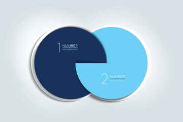 Fototapeta na wymiar Two business elements banner, template. 2 steps design, chart, infographic, step by step number option, layout. 3D cyrcle style.