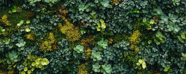 Lush green wall teeming with diverse plant life