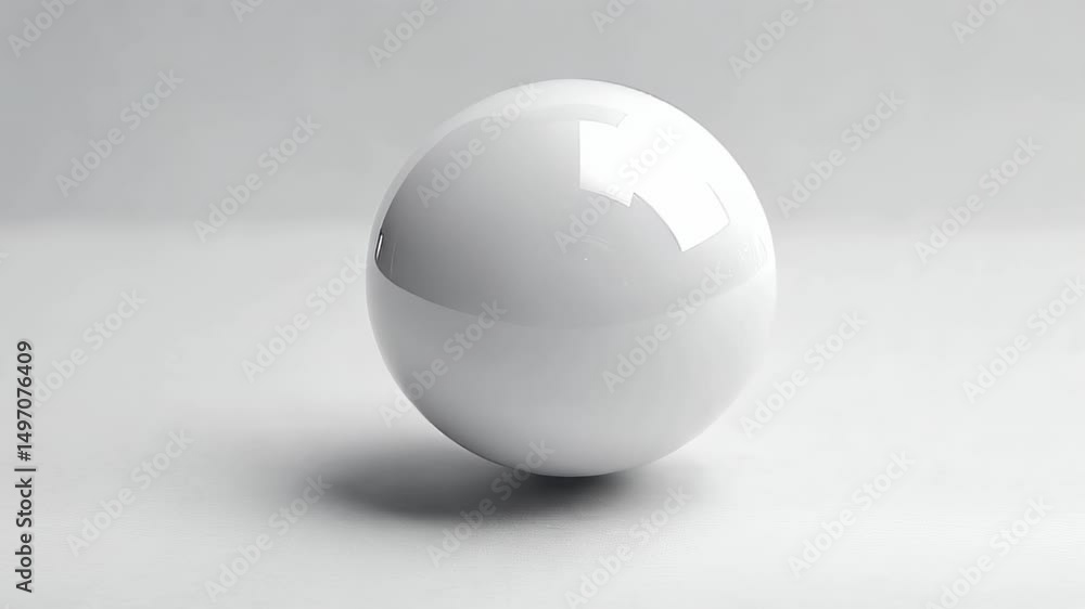 Aufkleber white sphere. minimalist background. studio lighting. glossy texture. circular shape. 3d render. abs