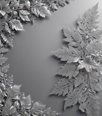 Sparkling silver background, lavish lace border, intricate leaf details ,  pattern,  luxury,  metallic
