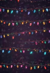 Retro colorful Christmas lights border  Seamless vector pattern , colorful, digital