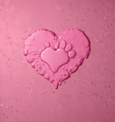 Isolated pink dog paw print heart, Valentine's Day wallpaper,  paw print heart,  pink,  pet love
