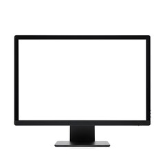Black computer monitor mockup isolated on white background