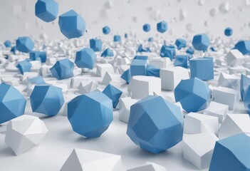 Abstract blue geometric shapes on white background,  flyer,  stylish,  clean