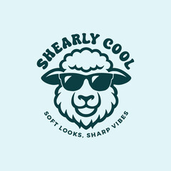 Cool Sheep Logo, Funny Cartoon Mascot with Sunglasses