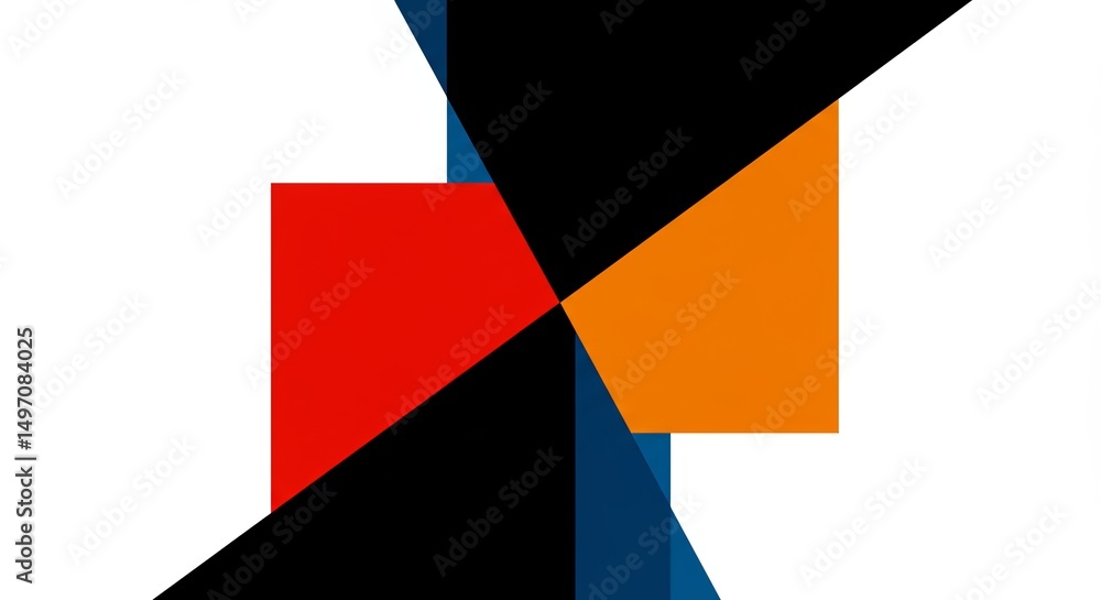 Poster A colorful abstract design with black and red squares and orange squares