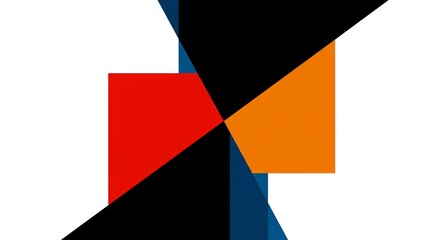 A colorful abstract design with black and red squares and orange squares