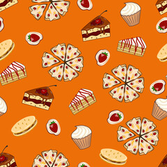 Seamless vector pattern with confectionery. For wallpaper, fabric, wrapping paper and more.
