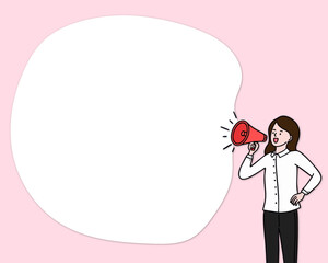 확성기 든 사람 라인드로잉 캐릭터 피피티 배경(loudspeaker person character ppt wallpaper)