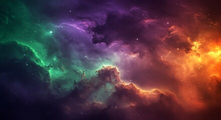 Fototapeta premium Cosmic Nebula Vibrant Hues of Interstellar Gas and Dust